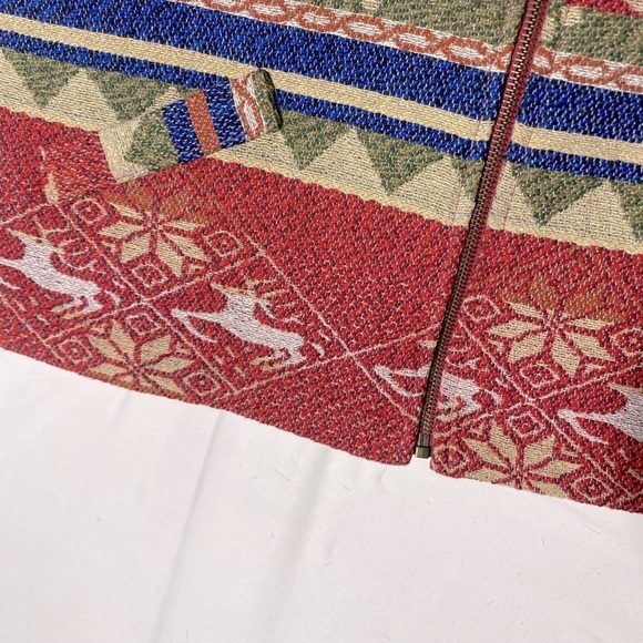 Vintage Seasons Sport Red Full Front Zip Jacquard Vest M - Picture 10 of 12